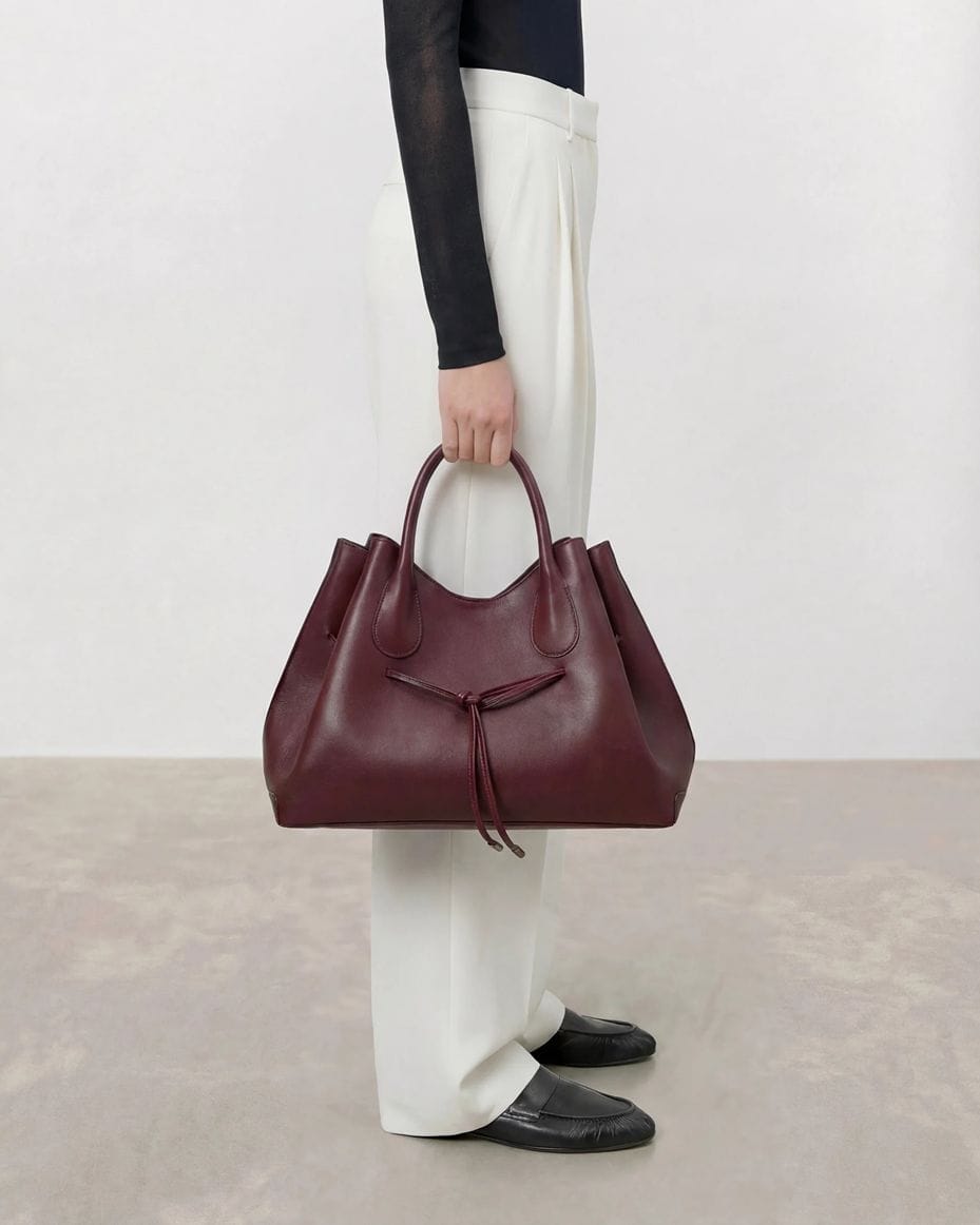 Flattered Maris Leather Tote Bag in Burgundy - FLATTERED - Luxe Leopard