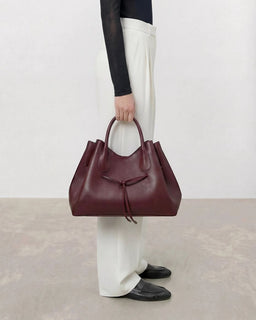 Flattered Maris Leather Tote Bag in Burgundy