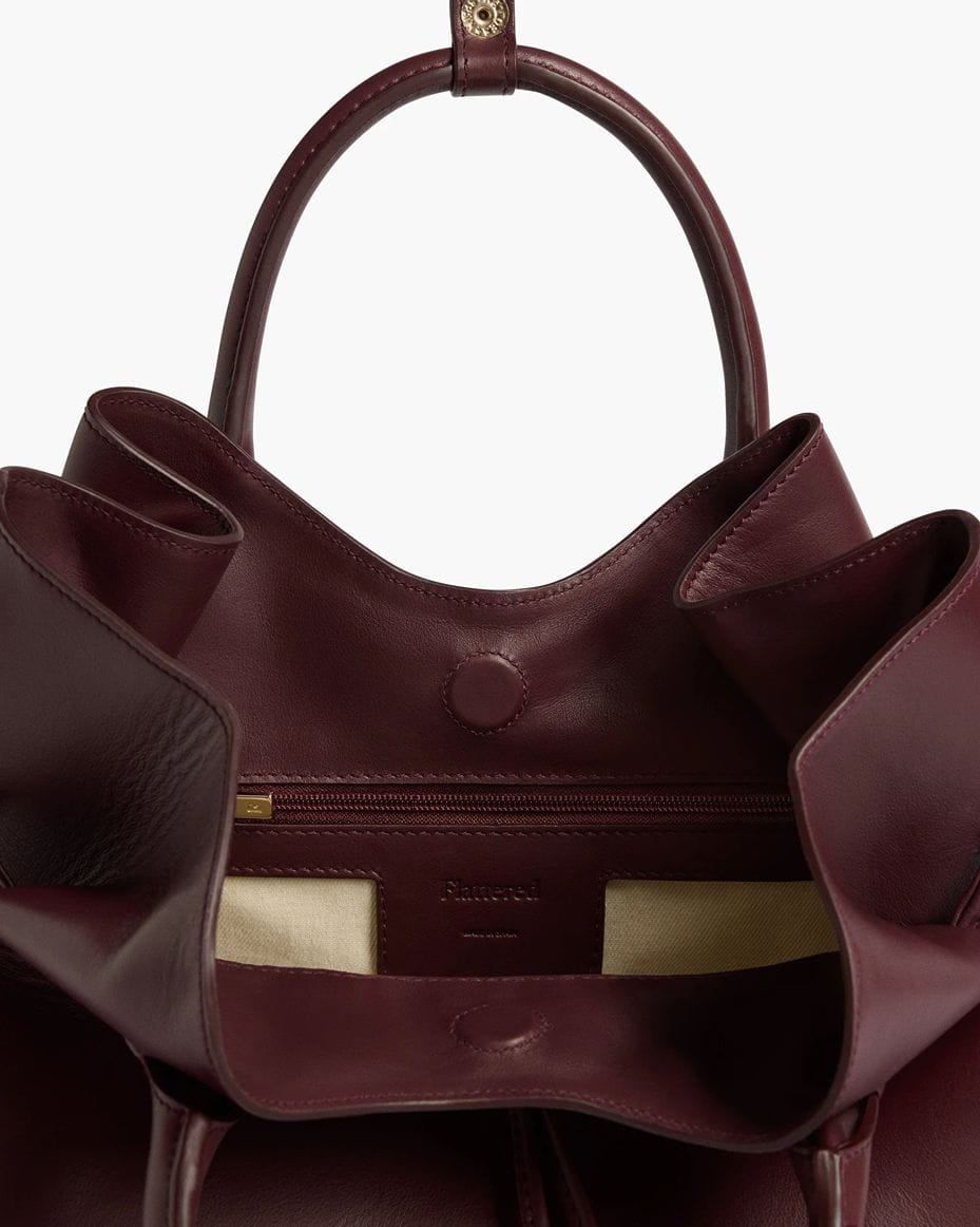 Flattered Maris Leather Tote Bag in Burgundy - FLATTERED - Luxe Leopard