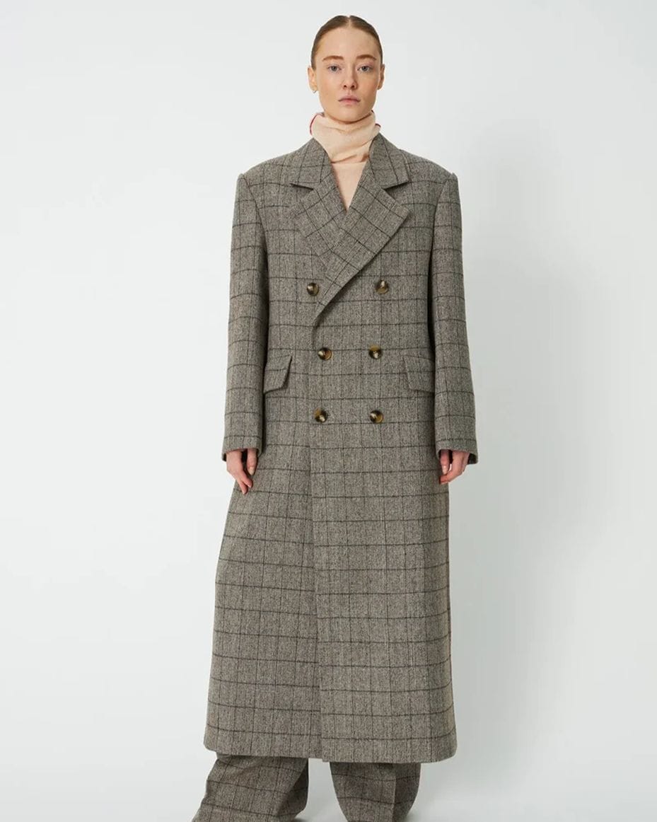 Stella Nova Masculine Oversized Coat in Warm Grey Melange