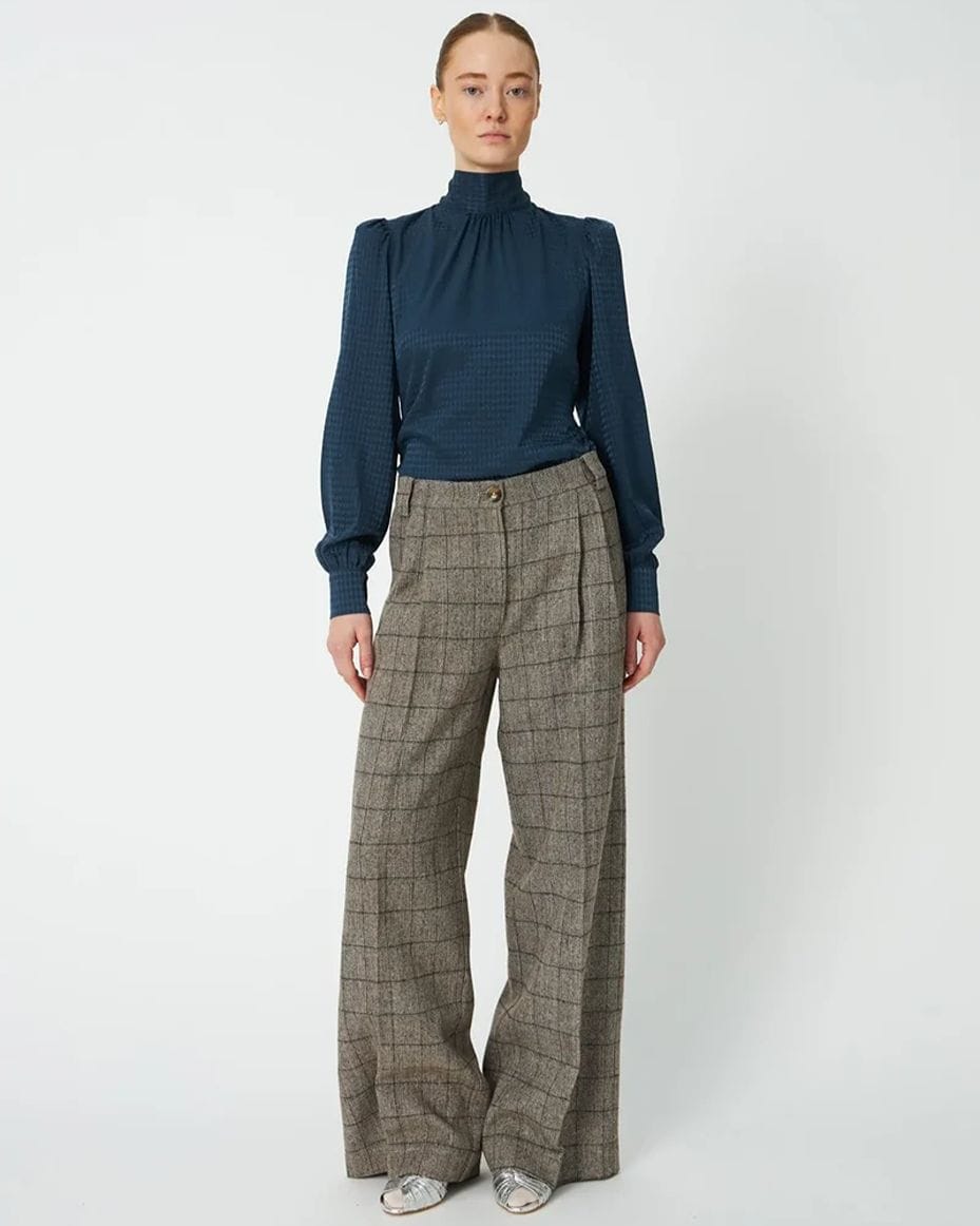 Stella Nova Oversized Low-Waist Suiting Pants in Warm Grey Melange
