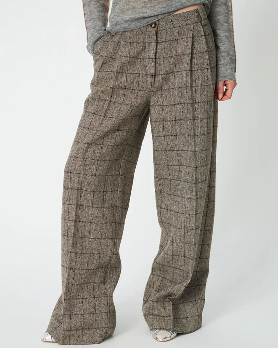 Stella Nova Oversized Low-Waist Suiting Pants in Warm Grey Melange