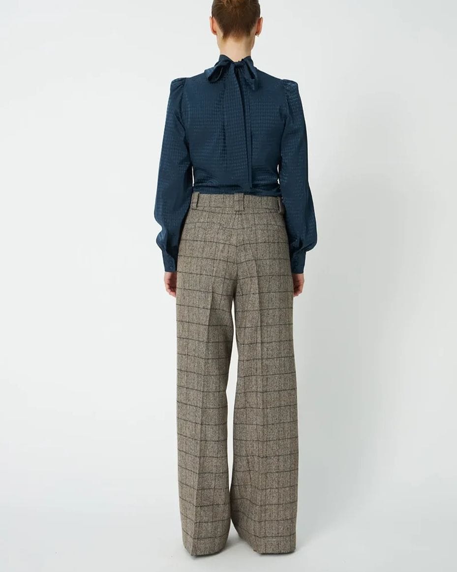 Stella Nova Oversized Low-Waist Suiting Pants in Warm Grey Melange