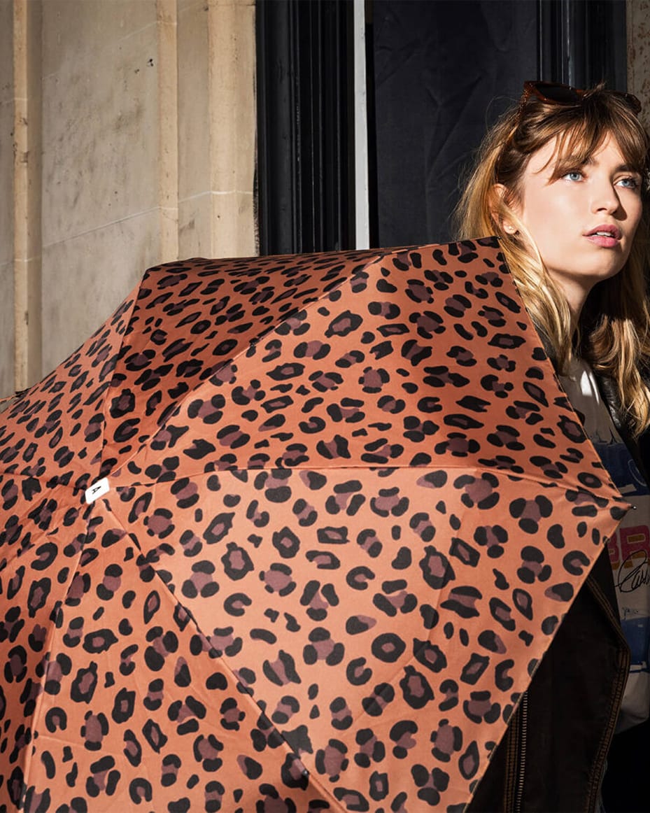 Anatole Aimé Folding Compact Umbrella in Leopard Print - ANATOLE - Luxe Leopard