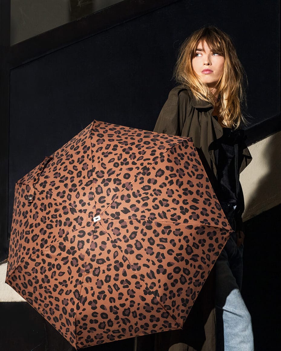 Anatole Aimé Folding Compact Umbrella in Leopard Print - ANATOLE - Luxe Leopard