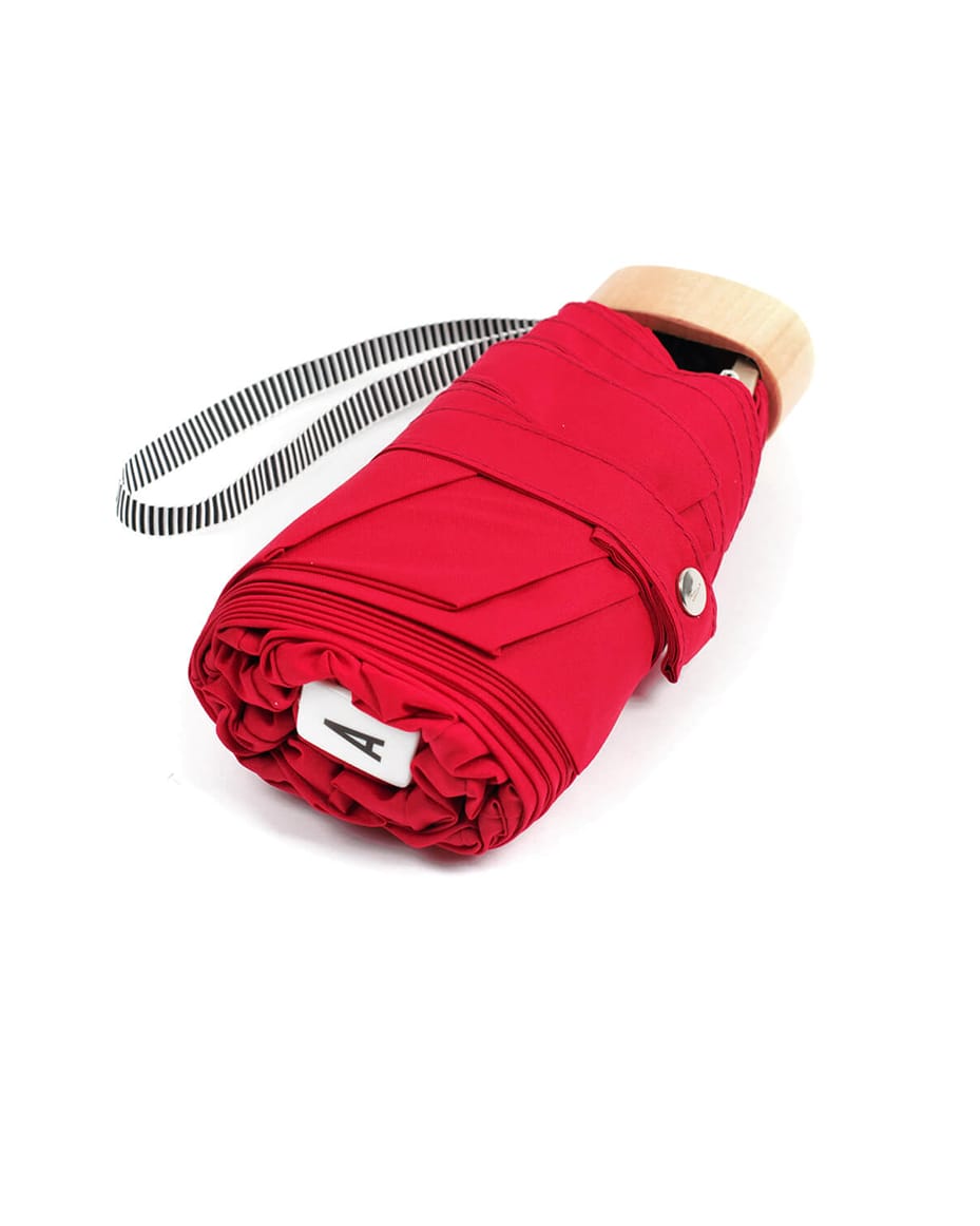 Anatole Dauphine Folding Compact Umbrella in Red - Luxe Leopard