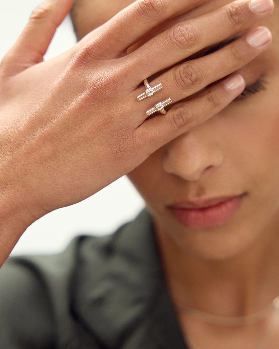 Rachel Jackson Adjustable Size T-Bar Ring Silver