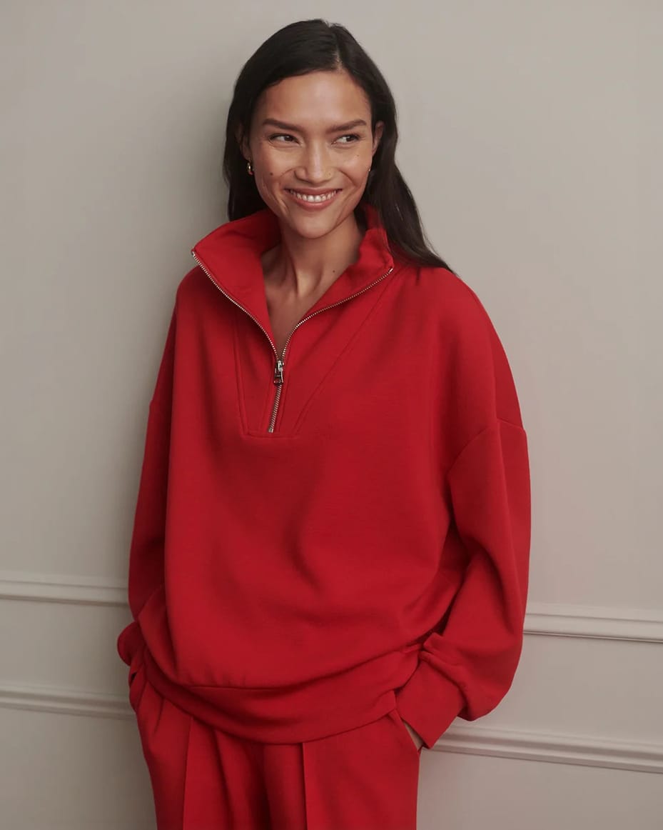 Varley Hawley Half Zip Sweat Red Marl