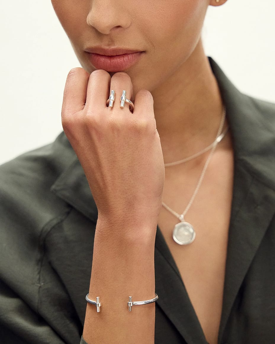 Rachel Jackson Adjustable Size T-Bar Ring Silver
