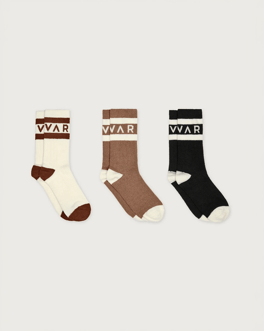Varley Spencer Sock 3 Pack Egret/Chanterelle/Black - VARLEY - Luxe Leopard