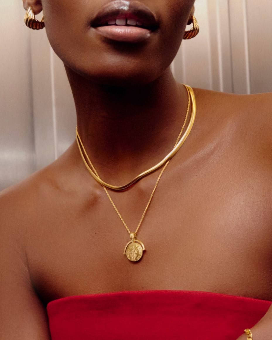 Missoma Lucy Williams Gold Medium Engravable Roman Arc Coin Necklace