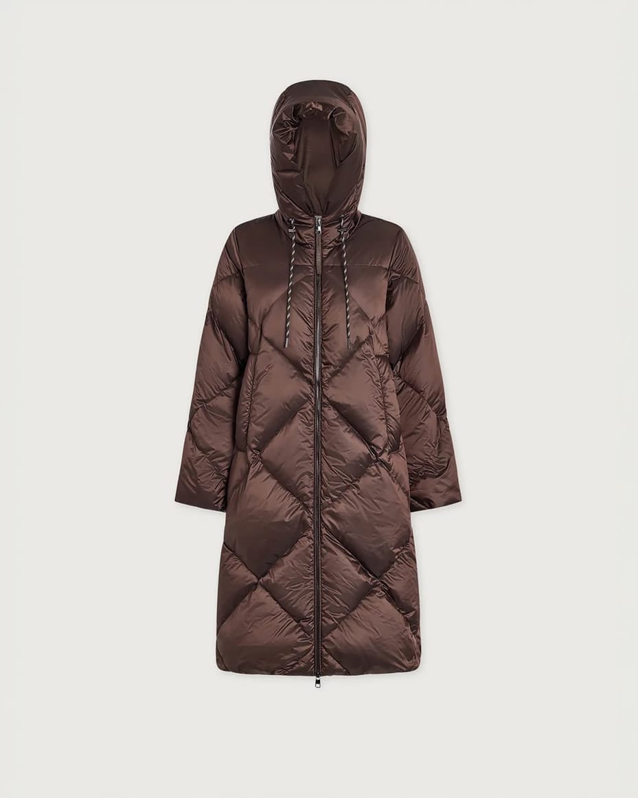 Varley Ashfield Long Down Puffer Dark Truffle Metallic