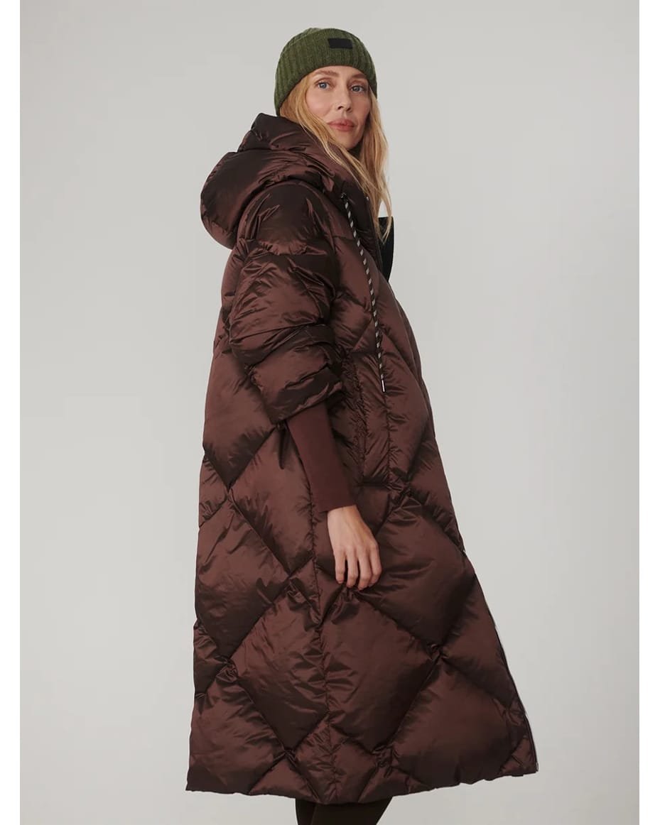 Varley Ashfield Long Down Puffer Dark Truffle Metallic - VARLEY - Luxe Leopard