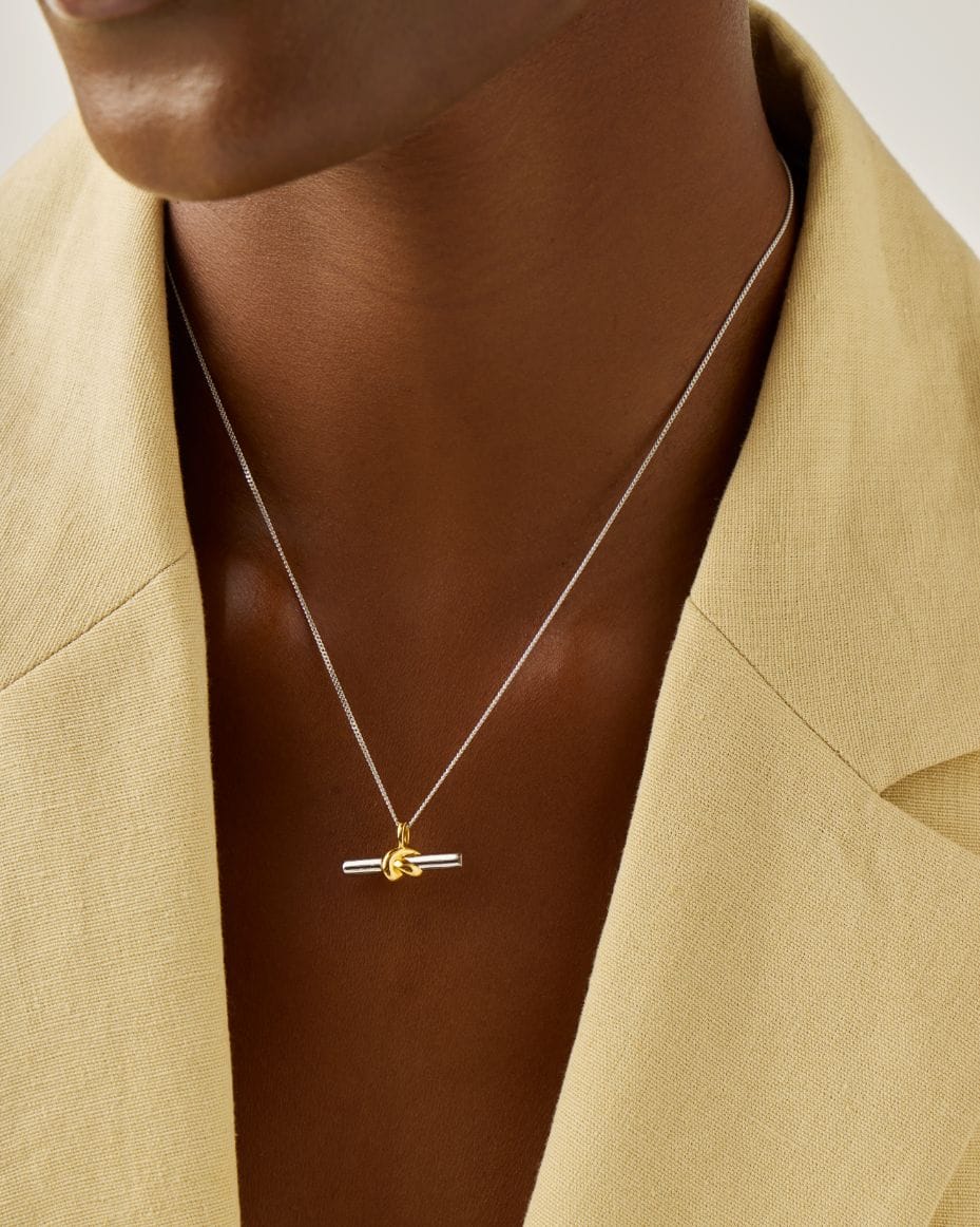 Missoma Lucy Williams Silver & Gold T-Bar Knot Pendant Necklace