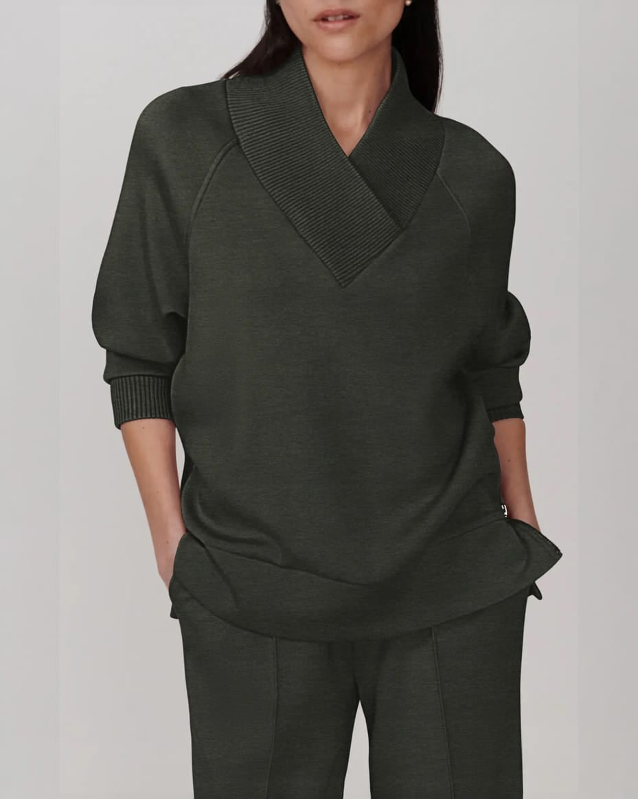 Varley Macie Zip Hem Sweat Olive Marl