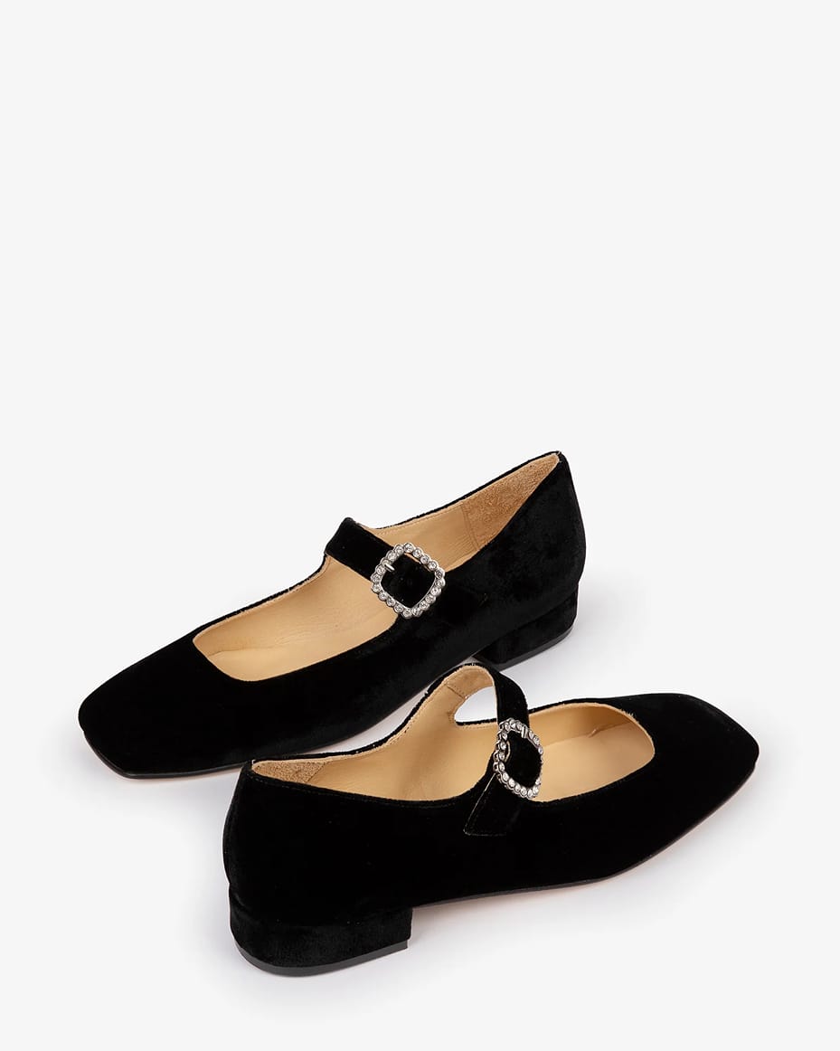 Penelope Chilvers Low Mary Jane Diamante Velvet Shoe