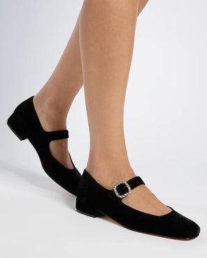Penelope Chilvers Low Mary Jane Diamante Velvet Shoe