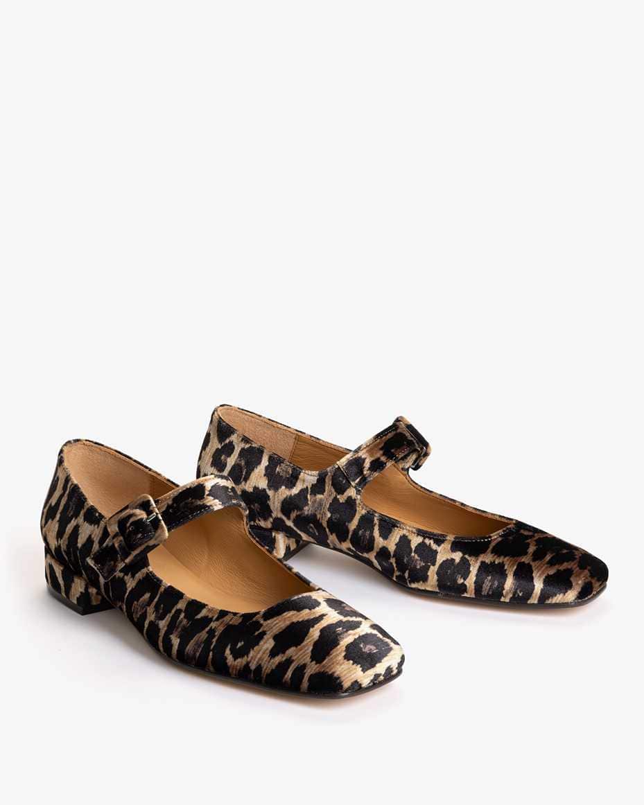 Penelope Chilvers Low Mary Jane Leopard Velvet Shoe
