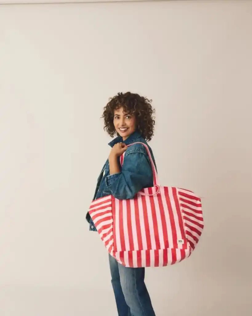 ROKA Marylebone Large Tote Bag in Strawberry Stripe Cotton Canvas - ROKA - Luxe Leopard