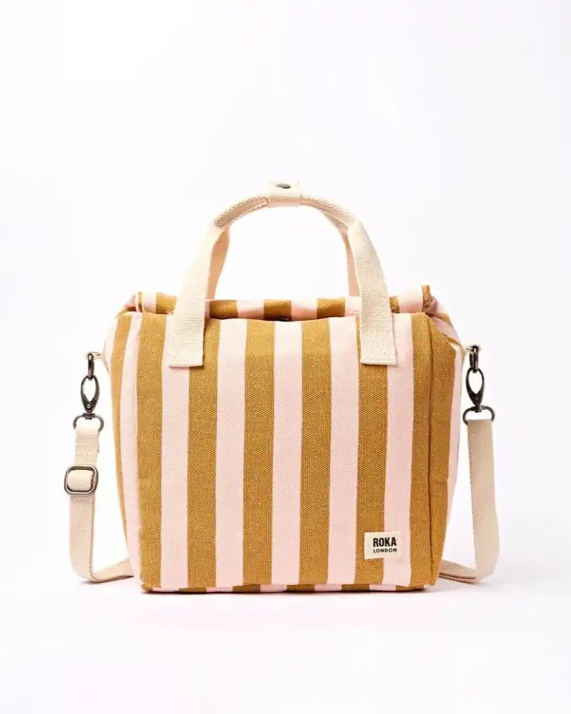 ROKA Hampstead Lunch Bag in Rose Gold Stripe Cotton Canvas - ROKA - Luxe Leopard