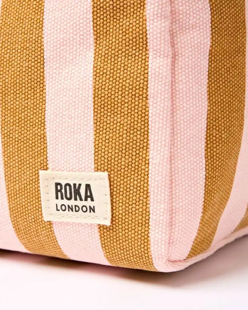 ROKA Mayfair Wash Bag in Rose Gold Stripe Cotton Canvas - ROKA - Luxe Leopard