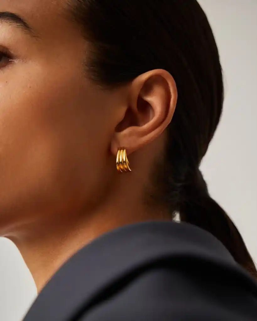 Missoma Gold Savi Triple Ridge Hoop Earrings - MISSOMA - Luxe Leopard