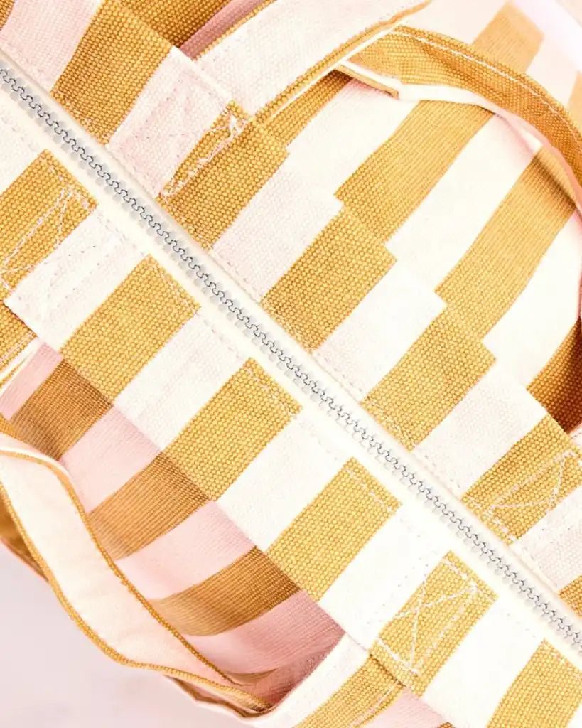 ROKA Marylebone Large Tote Bag in Rose Gold Stripe Cotton Canvas - ROKA - Luxe Leopard