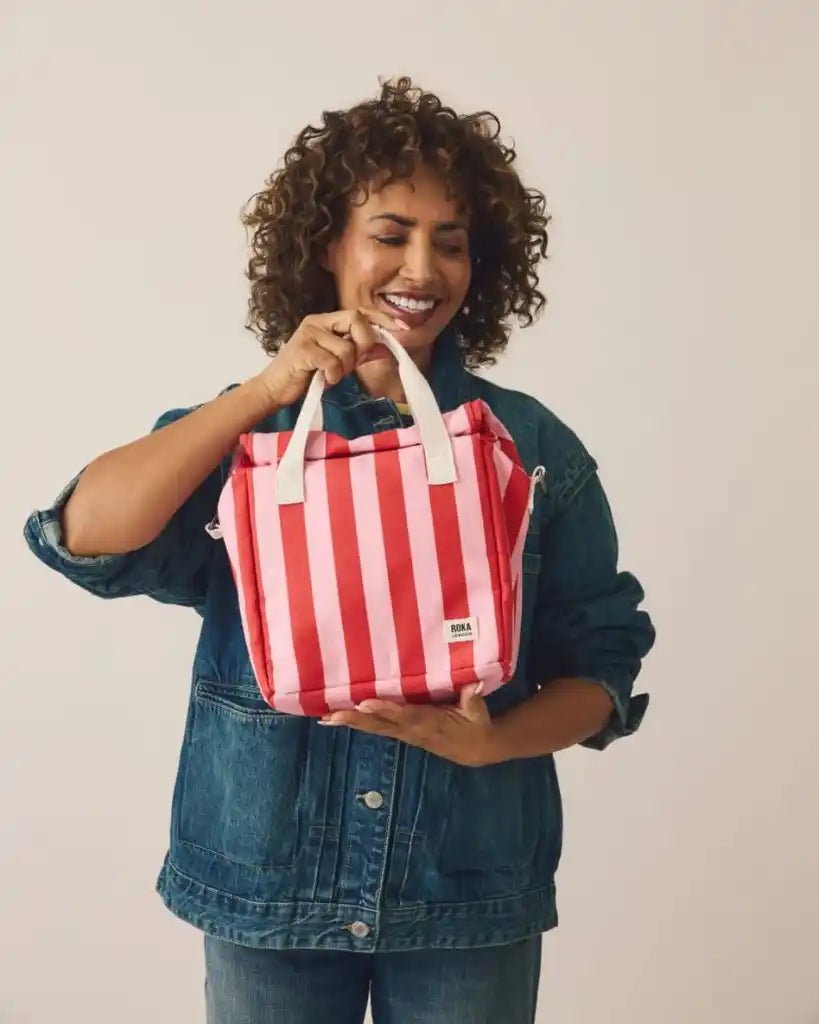 ROKA Hampstead Lunch Bag in Strawberry Stripe Cotton Canvas - ROKA - Luxe Leopard