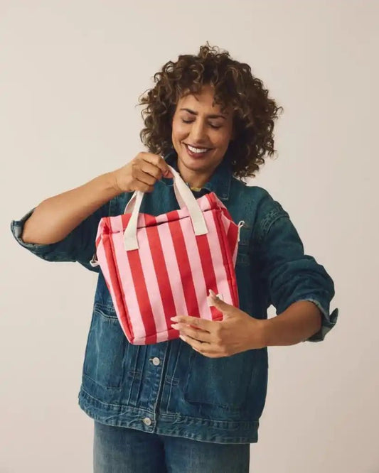ROKA Hampstead Lunch Bag in Strawberry Stripe Cotton Canvas - ROKA - Luxe Leopard