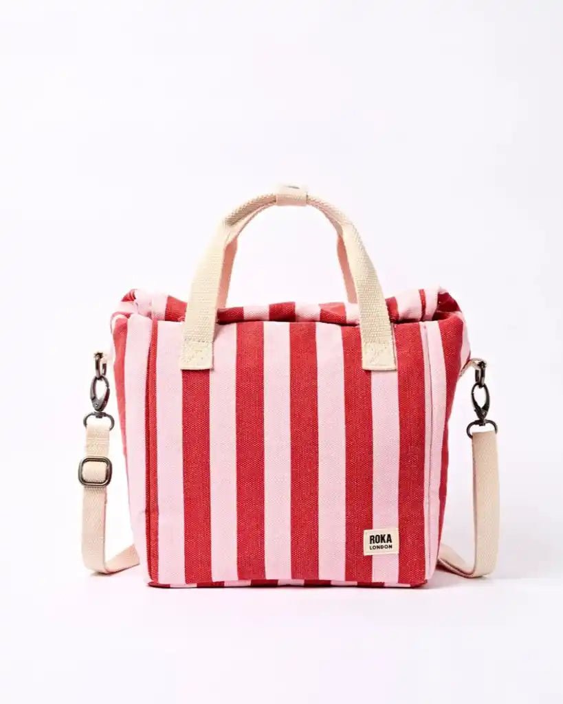ROKA Hampstead Lunch Bag in Strawberry Stripe Cotton Canvas - ROKA - Luxe Leopard