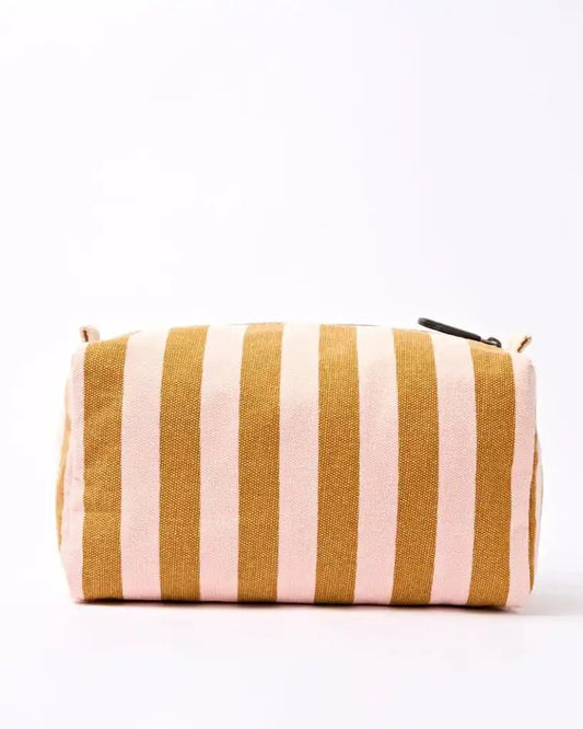 ROKA Mayfair Wash Bag in Rose Gold Stripe Cotton Canvas - ROKA - Luxe Leopard