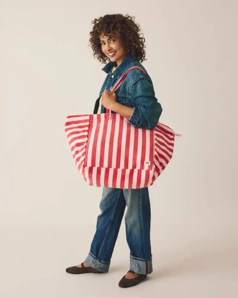 ROKA Marylebone Large Tote Bag in Strawberry Stripe Cotton Canvas - ROKA - Luxe Leopard