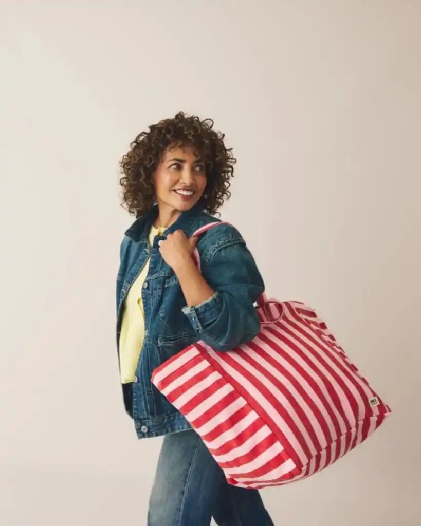 ROKA Marylebone Large Tote Bag in Strawberry Stripe Cotton Canvas - ROKA - Luxe Leopard