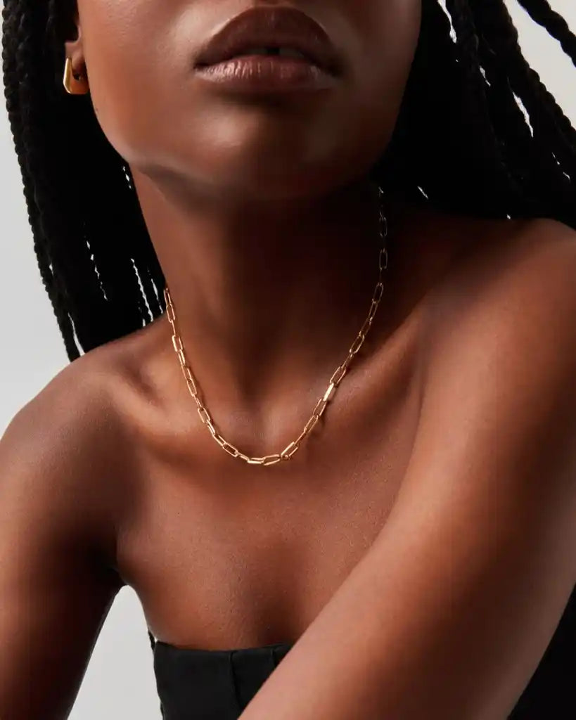 Missoma Classic Mini Gold Short Paperclip Chain Necklace