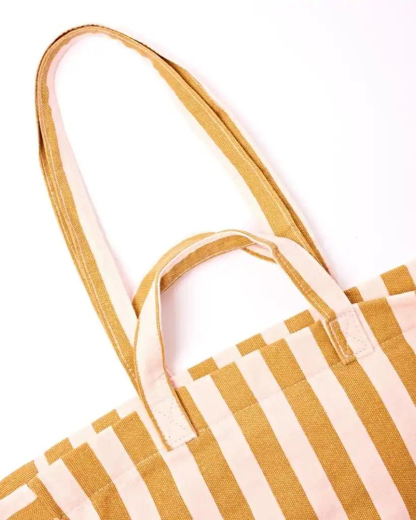 ROKA Marylebone Large Tote Bag in Rose Gold Stripe Cotton Canvas - ROKA - Luxe Leopard