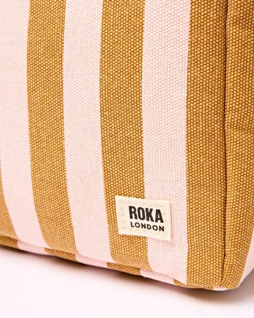 ROKA Hampstead Lunch Bag in Rose Gold Stripe Cotton Canvas - ROKA - Luxe Leopard