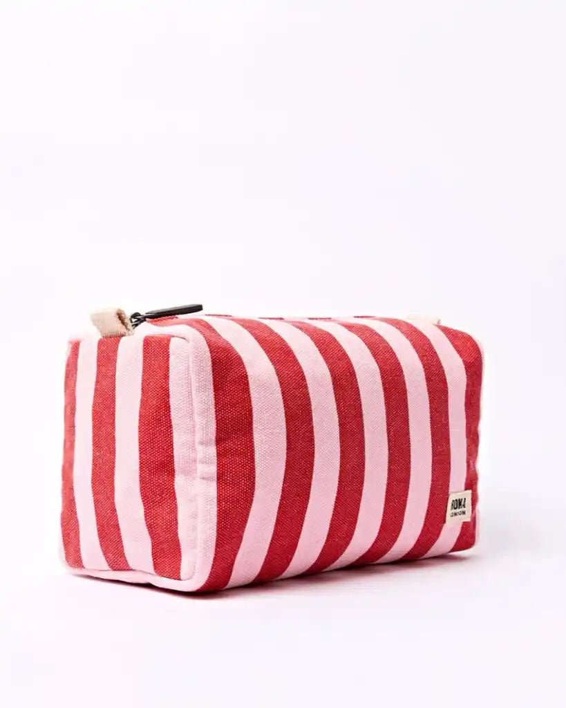 ROKA Mayfair Wash Bag in Strawberry Stripe Cotton Canvas - ROKA - Luxe Leopard