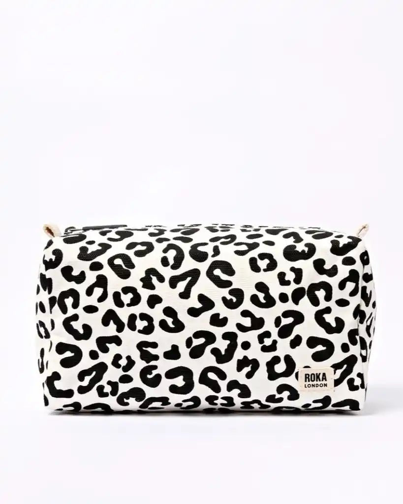 ROKA Mayfair Wash Bag in Summer Leopard Cotton Canvas - ROKA - Luxe Leopard
