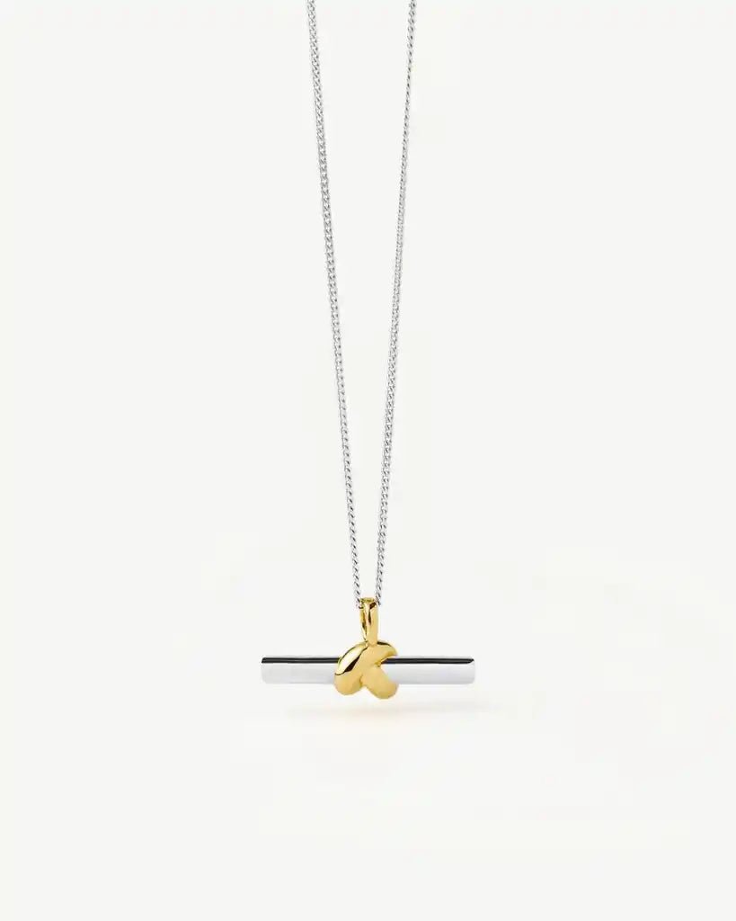 Missoma Lucy Williams Silver & Gold T - Bar Knot Pendant Necklace - MISSOMA - Luxe Leopard