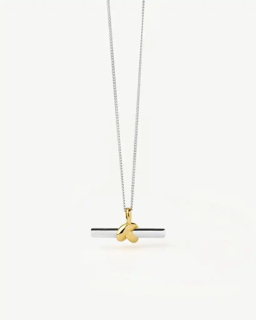 Missoma Lucy Williams Silver & Gold T-Bar Knot Pendant Necklace