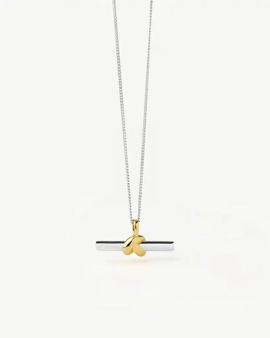 Missoma Lucy Williams Silver & Gold T-Bar Knot Pendant Necklace