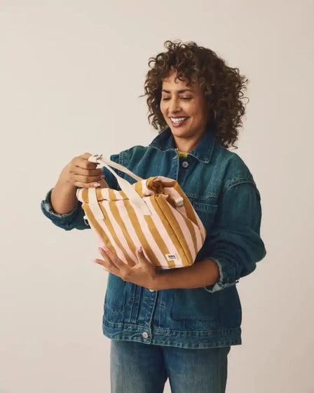 ROKA Hampstead Lunch Bag in Rose Gold Stripe Cotton Canvas - ROKA - Luxe Leopard