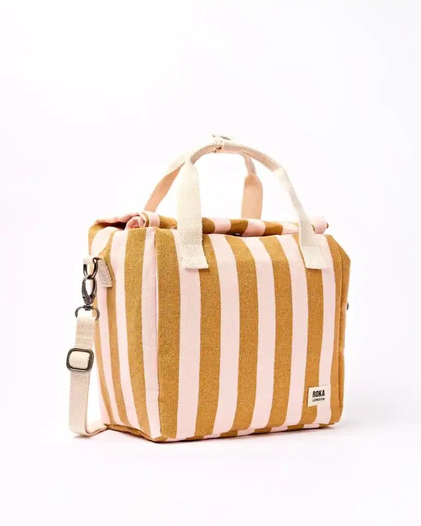 ROKA Hampstead Lunch Bag in Rose Gold Stripe Cotton Canvas - ROKA - Luxe Leopard