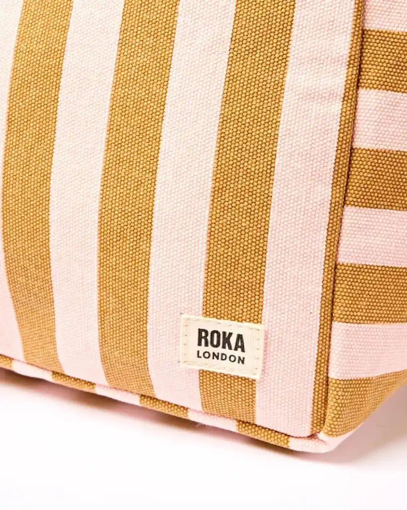 ROKA Marylebone Large Tote Bag in Rose Gold Stripe Cotton Canvas - ROKA - Luxe Leopard