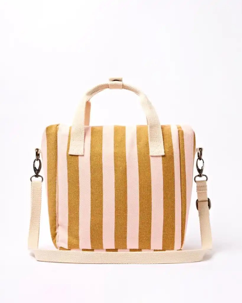 ROKA Hampstead Lunch Bag in Rose Gold Stripe Cotton Canvas - ROKA - Luxe Leopard