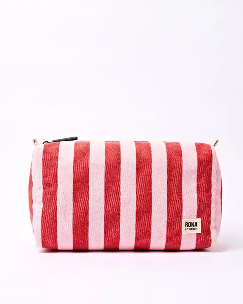 ROKA Mayfair Wash Bag in Strawberry Stripe Cotton Canvas - ROKA - Luxe Leopard