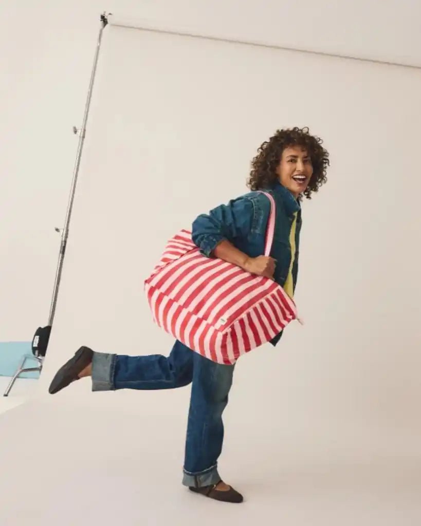 ROKA Marylebone Large Tote Bag in Strawberry Stripe Cotton Canvas - ROKA - Luxe Leopard