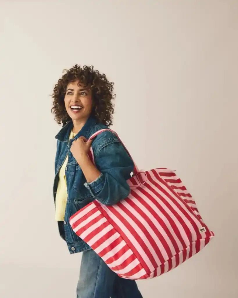 ROKA Marylebone Large Tote Bag in Strawberry Stripe Cotton Canvas - ROKA - Luxe Leopard