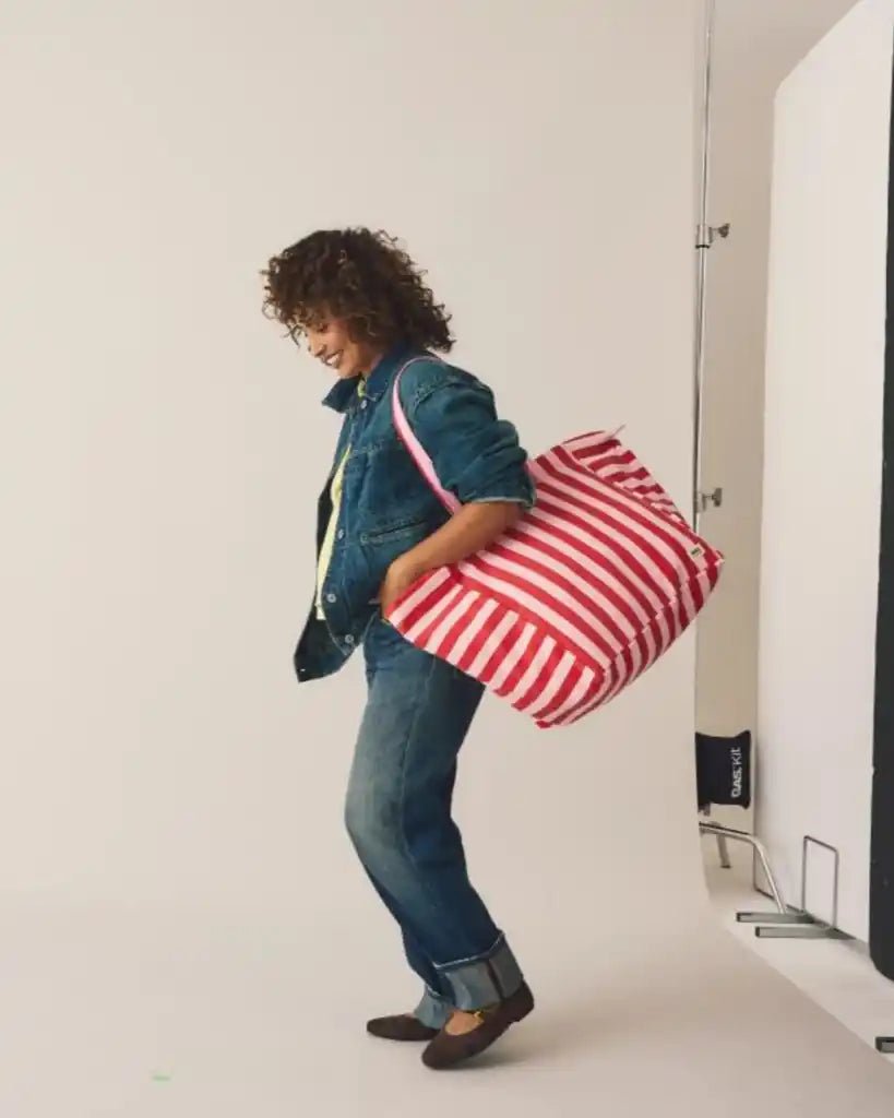 ROKA Marylebone Large Tote Bag in Strawberry Stripe Cotton Canvas - ROKA - Luxe Leopard