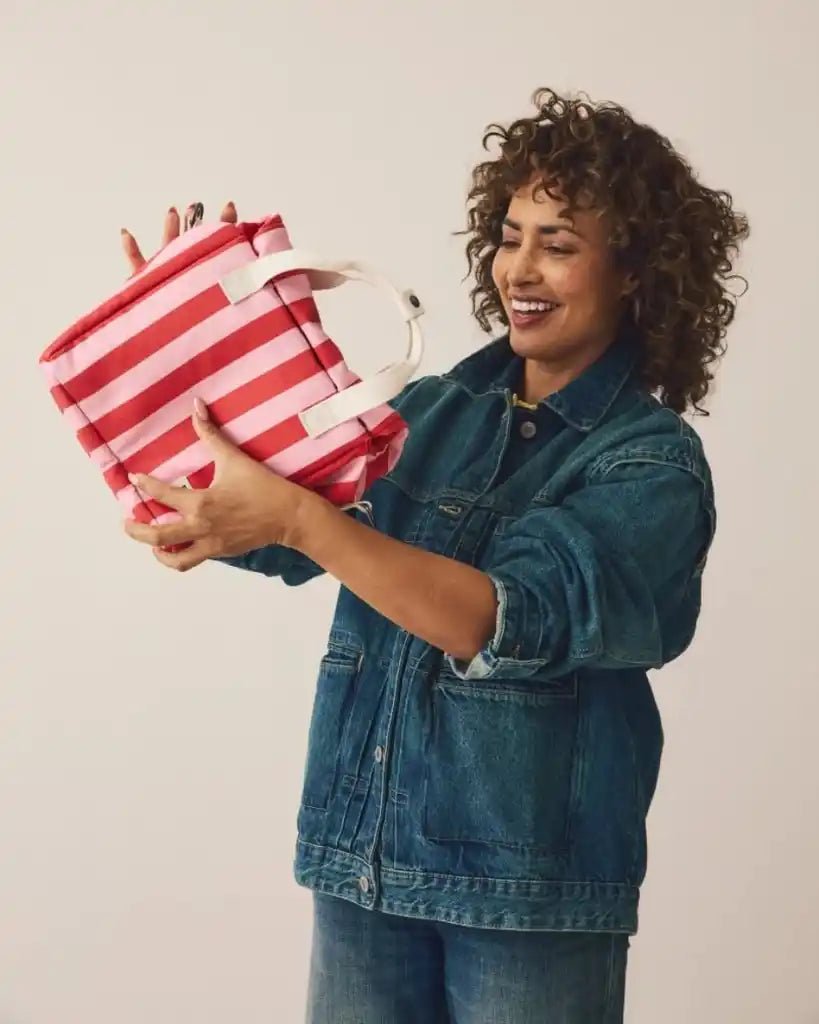 ROKA Hampstead Lunch Bag in Strawberry Stripe Cotton Canvas - ROKA - Luxe Leopard
